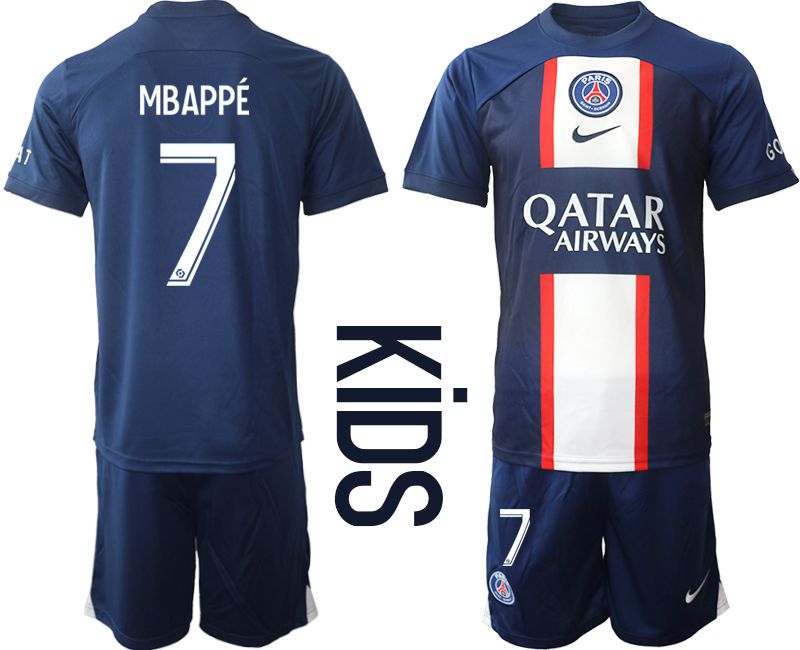 Youth 2022-2023 Club Paris St German home blue 7 Soccer Jersey
